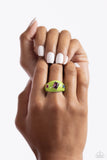 Blinding Behavior - Green Ring - Paparazzi Accessories Ring Bedazzle Me Pretty Mobile Fashion Boutique