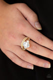 Bling Queen - Gold Ring - Paparazzi Accessories Ring Bedazzle Me Pretty Mobile Fashion Boutique