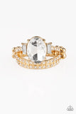 Bling Queen - Gold Ring - Paparazzi Accessories Ring Bedazzle Me Pretty Mobile Fashion Boutique