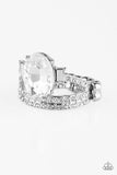 Bling Queen - White Ring - Paparazzi Accessories Ring Bedazzle Me Pretty Mobile Fashion Boutique