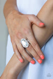 BLING to Heel - White Ring - Paparazzi Accessories Ring Bedazzle Me Pretty Mobile Fashion Boutique