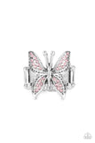 Blinged Out Butterfly - Pink Ring - Paparazzi Accessories Ring Bedazzle Me Pretty Mobile Fashion Boutique