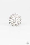 Bloomin Bloomer - White Ring - Paparazzi Accessories Ring Bedazzle Me Pretty Mobile Fashion Boutique