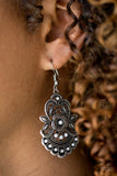 Blooming Bora Bora - Silver Earrings - Paparazzi Accessories Earrings Bedazzle Me Pretty Mobile Fashion Boutique