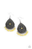 Blossoming Teardrops - Yellow Earrings - Paparazzi Accessories Earrings Bedazzle Me Pretty Mobile Fashion Boutique