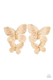 Blushing Butterflies - Gold Post Earrings - Paparazzi Accessories Post Earrings Bedazzle Me Pretty Mobile Fashion Boutique