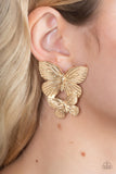 Blushing Butterflies - Gold Post Earrings - Paparazzi Accessories Post Earrings Bedazzle Me Pretty Mobile Fashion Boutique