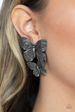 Blushing Butterflies - Silver Post Earrings - Paparazzi Accessories Post Earrings Bedazzle Me Pretty Mobile Fashion Boutique