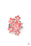 Boastful Blooms - Red Ring - Paparazzi Accessories Ring Bedazzle Me Pretty Mobile Fashion Boutique