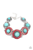 Bodaciously Badlands - Red Bracelet - Paparazzi Accessories Bracelet Bedazzle Me Pretty Mobile Fashion Boutique
