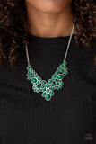 Bohemian Banquet - Green Necklace - Paparazzi Accessories Necklace Bedazzle Me Pretty Mobile Fashion Boutique