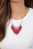 Bohemian Breeze - Red Necklace - Paparazzi Accessories Necklace Bedazzle Me Pretty Mobile Fashion Boutique