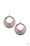 Boho Bliss - Red Earrings - Paparazzi Accessories Earrings Bedazzle Me Pretty Mobile Fashion Boutique