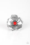 Boho Blossom - Red Ring - Paparazzi Accessories Ring Bedazzle Me Pretty Mobile Fashion Boutique
