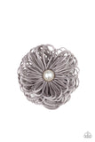 Boisterous Buttercups - Silver Hair Clip - Paparazzi Accessories Hair Clip Bedazzle Me Pretty Mobile Fashion Boutique