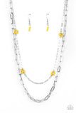 Bold Buds - Yellow Necklace - Paparazzi Accessories Necklace Bedazzle Me Pretty Mobile Fashion Boutique