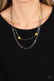 Bold Buds - Yellow Necklace - Paparazzi Accessories Necklace Bedazzle Me Pretty Mobile Fashion Boutique