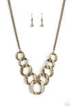 Bombshell Bling - Brass Necklace - Paparazzi Accessories Necklace Bedazzle Me Pretty Mobile Fashion Boutique