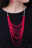 Bora Bombora - Red Necklace - Paparazzi Accessories Necklace Bedazzle Me Pretty Mobile Fashion Boutique