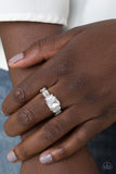 Born To Rule - White Ring - Paparazzi Accessories Ring Bedazzle Me Pretty Mobile Fashion Boutique