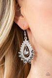 Boss Brilliance - Silver Earrings - Paparazzi Accessories Earrings Bedazzle Me Pretty Mobile Fashion Boutique