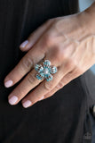 Botanical Ballroom - Blue Ring - Paparazzi Accessories Ring Bedazzle Me Pretty Mobile Fashion Boutique