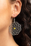 Botanical Bash - Yellow Earrings - Paparazzi Accessories Earrings Bedazzle Me Pretty Mobile Fashion Boutique