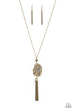 Botanical Beaches - Brass Necklace - Paparazzi Accessories Necklace Bedazzle Me Pretty Mobile Fashion Boutique