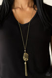 Botanical Beaches - Brass Necklace - Paparazzi Accessories Necklace Bedazzle Me Pretty Mobile Fashion Boutique