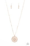 Botanical Bling - Rose Gold Necklace - Paparazzi Accessories Necklace Bedazzle Me Pretty Mobile Fashion Boutique