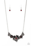 Botanical Breeze - Red Necklace - Paparazzi Accessories Necklace Bedazzle Me Pretty Mobile Fashion Boutique