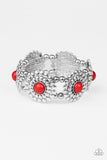 Bountiful Blossoms - Red Bracelet - Paparazzi Accessories Bracelet Bedazzle Me Pretty Mobile Fashion Boutique