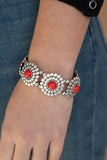 Bountiful Blossoms - Red Bracelet - Paparazzi Accessories Bracelet Bedazzle Me Pretty Mobile Fashion Boutique