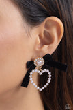 BOW and Then - Gold Post Earrings - Paparazzi Accessories Post Earrings Bedazzle Me Pretty Mobile Fashion Boutique