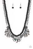 Bow Before The Queen - Black Necklace - Paparazzi Accessories Necklace Bedazzle Me Pretty Mobile Fashion Boutique