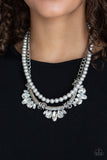 Bow Before The Queen - Silver Necklace - Paparazzi Accessories Necklace Bedazzle Me Pretty Mobile Fashion Boutique