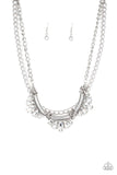 Bow Before The Queen - Silver Necklace - Paparazzi Accessories Necklace Bedazzle Me Pretty Mobile Fashion Boutique