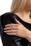 Bow Chicka Bow Wow - White Ring - Paparazzi Accessories Ring Bedazzle Me Pretty Mobile Fashion Boutique