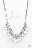 Box Office Bombshell - White Necklace - Paparazzi Accessories Necklace Bedazzle Me Pretty Mobile Fashion Boutique