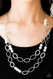Box Office Romance - White Necklace - Paparazzi Accessories Necklace Bedazzle Me Pretty Mobile Fashion Boutique
