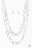 Box Office Romance - White Necklace - Paparazzi Accessories Necklace Bedazzle Me Pretty Mobile Fashion Boutique