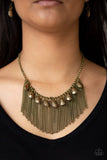 Bragging Rights - Brass Necklace - Paparazzi Accessories Necklace Bedazzle Me Pretty Mobile Fashion Boutique