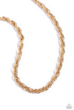 Braided Ballad - Gold Necklace - Paparazzi Accessories Necklace Bedazzle Me Pretty Mobile Fashion Boutique