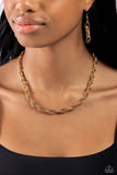 Braided Ballad - Gold Necklace - Paparazzi Accessories Necklace Bedazzle Me Pretty Mobile Fashion Boutique