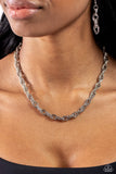 Braided Ballad - Silver Necklace - Paparazzi Accessories Necklace Bedazzle Me Pretty Mobile Fashion Boutique