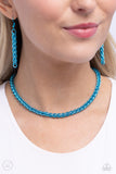 Braided Battalion - Blue Necklace - Paparazzi Accessories Necklace Bedazzle Me Pretty Mobile Fashion Boutique