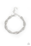 Braided Twilight - White Bracelet - Paparazzi Accessories Bracelet Bedazzle Me Pretty Mobile Fashion Boutique
