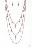 Bravo Bravado - Copper Necklace - Paparazzi Accessories Necklace Bedazzle Me Pretty Mobile Fashion Boutique