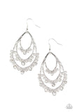 Break Out In TIERS - White Earrings - Paparazzi Accessories Earrings Bedazzle Me Pretty Mobile Fashion Boutique