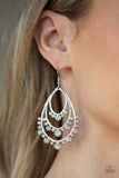 Break Out In TIERS - White Earrings - Paparazzi Accessories Earrings Bedazzle Me Pretty Mobile Fashion Boutique